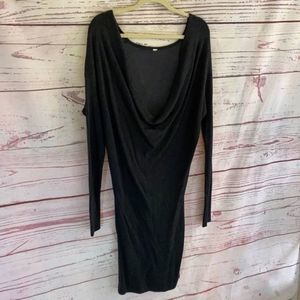 Lululemon Athletica Flattering Cowl Neck Fitted 10 Charcoal Grey Sweater Dress-